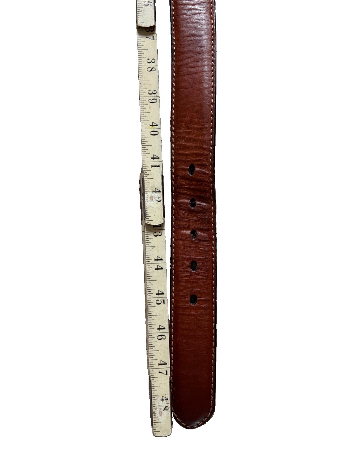 Fossil Men’s Brown Solid Dress Belt Size 42 Regular Adjustable Logo Buckle