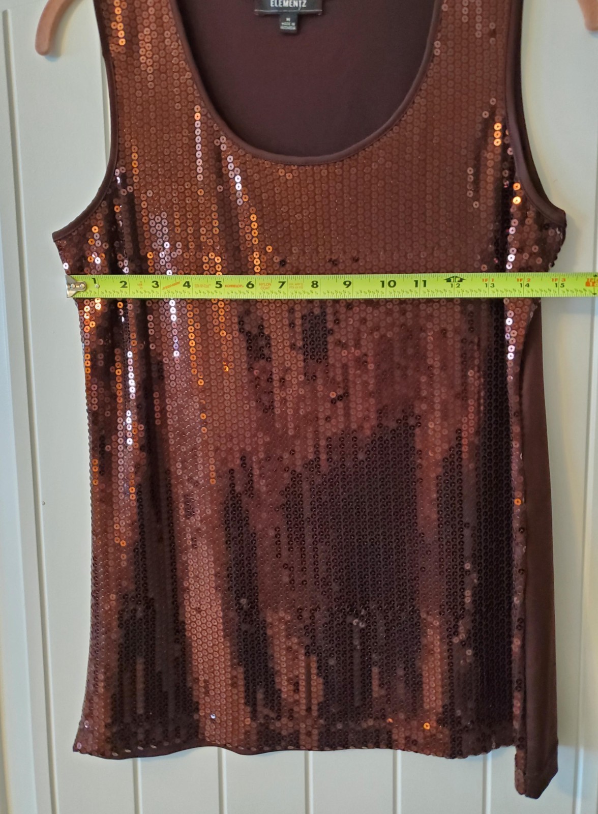 WOMENS SEQUIN BROWN BLOUSE in SIZE MEDIUM by ELEMENTZ-SLEEVELESS
