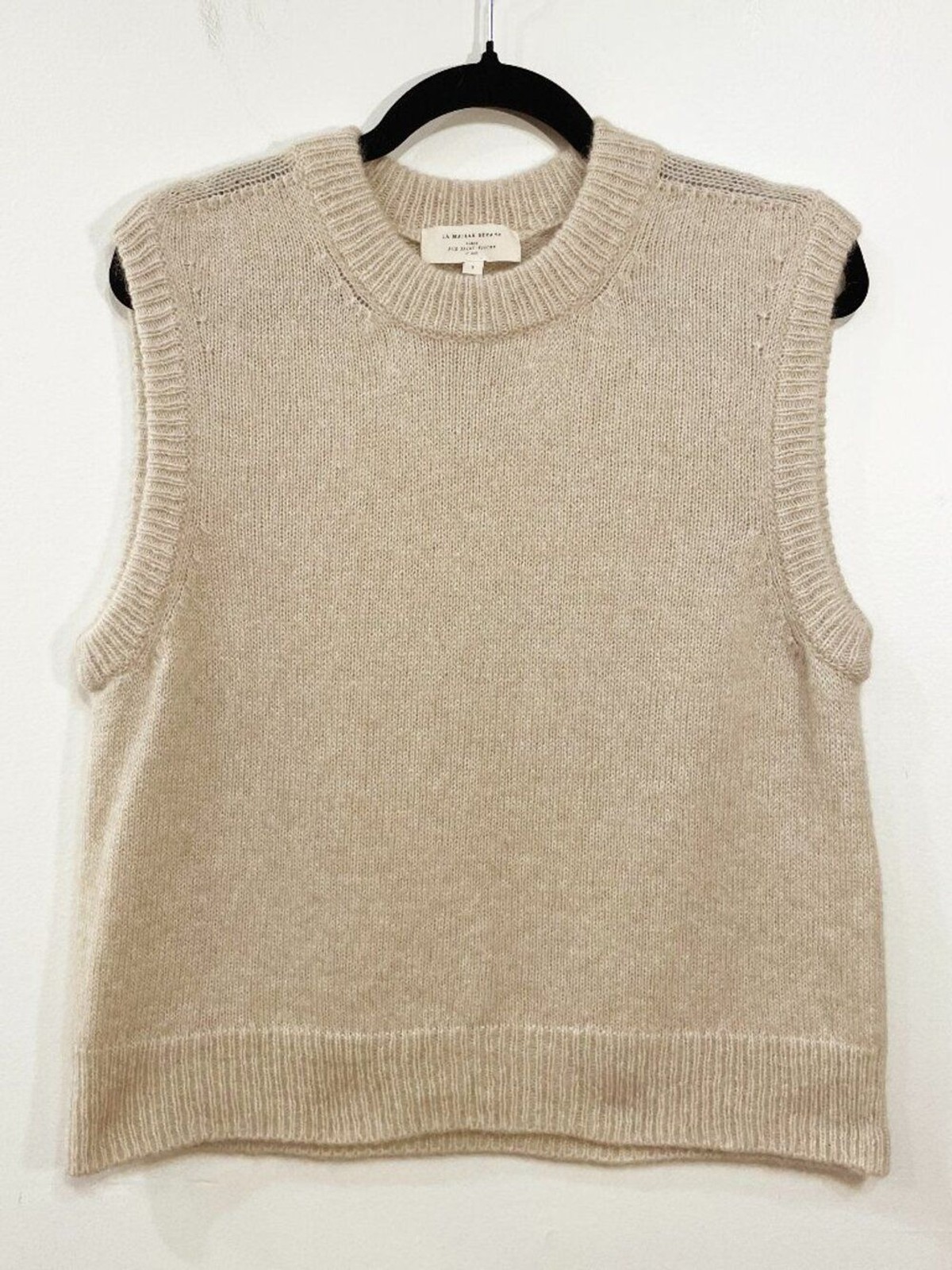EUC Sezane Samuel Alpaca Blend Sweater Vest Vanilla Beige Small