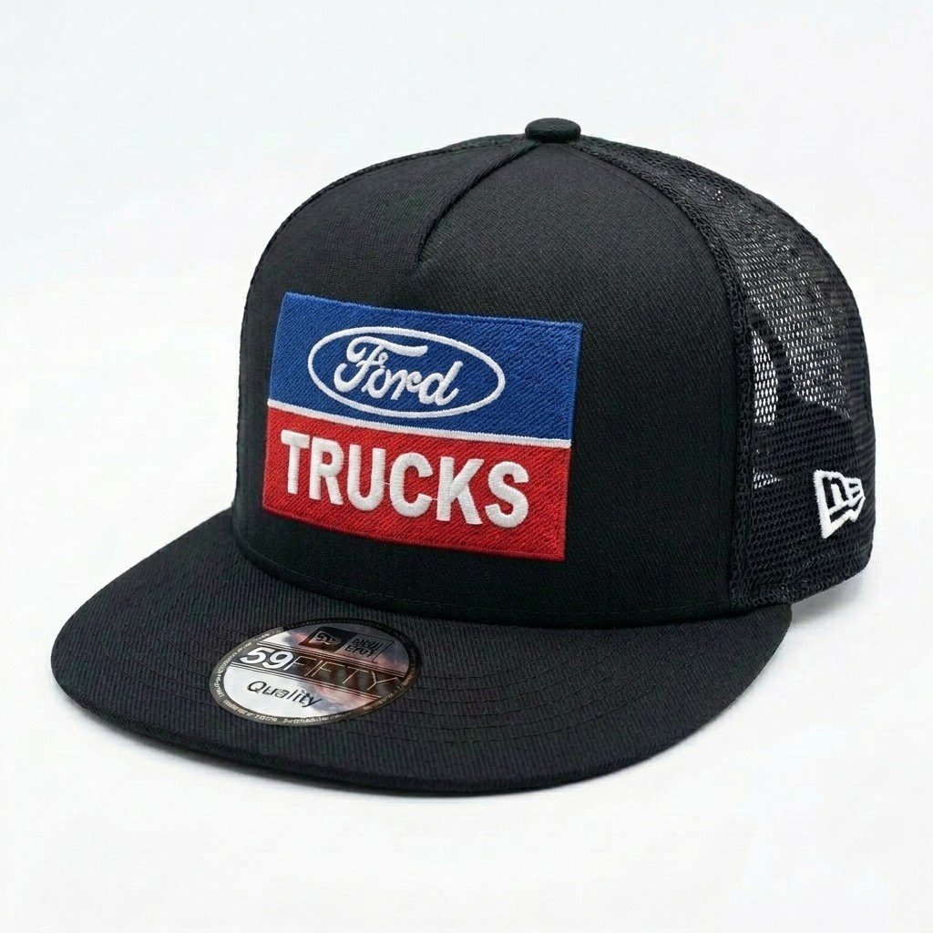 Ford Trucks Trucker Hat Black Mesh Snapback Flat Bill Embroidered Cap