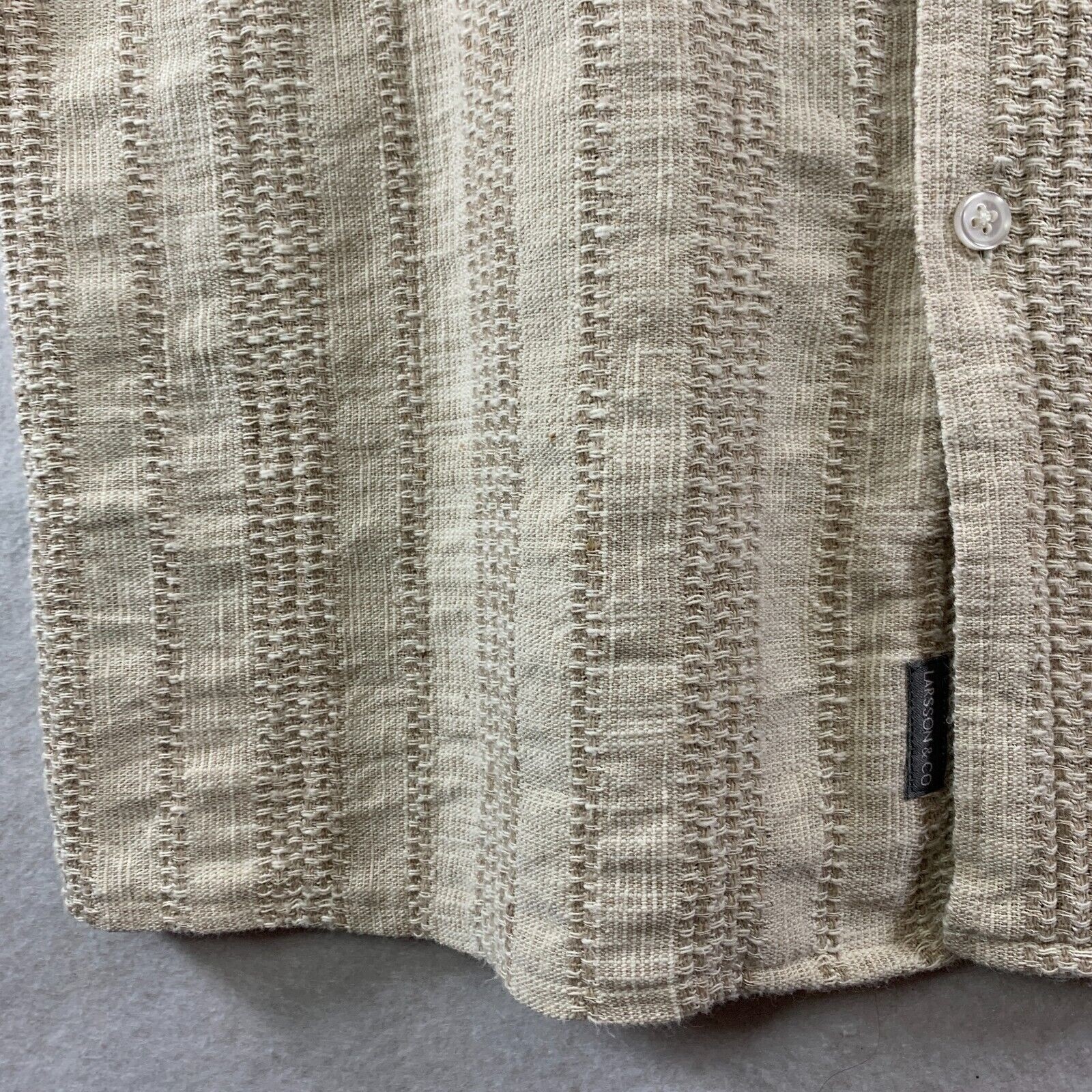Mens Cottton Blend Textured Button Shirt Sz M Coastal Cuban Camp Collar Resort