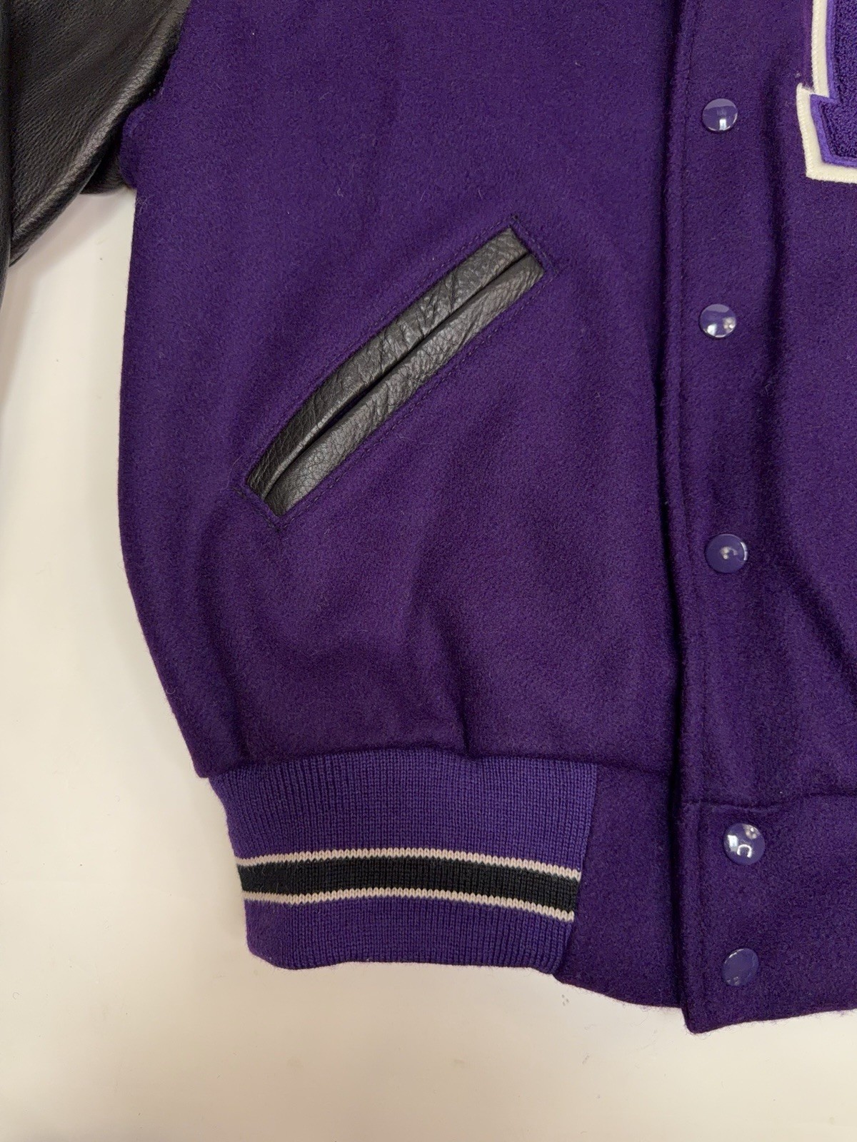 Dehen 1920 Portland Varsity Jacket Bomber Men’s Medium Purple 100% Wool Leather