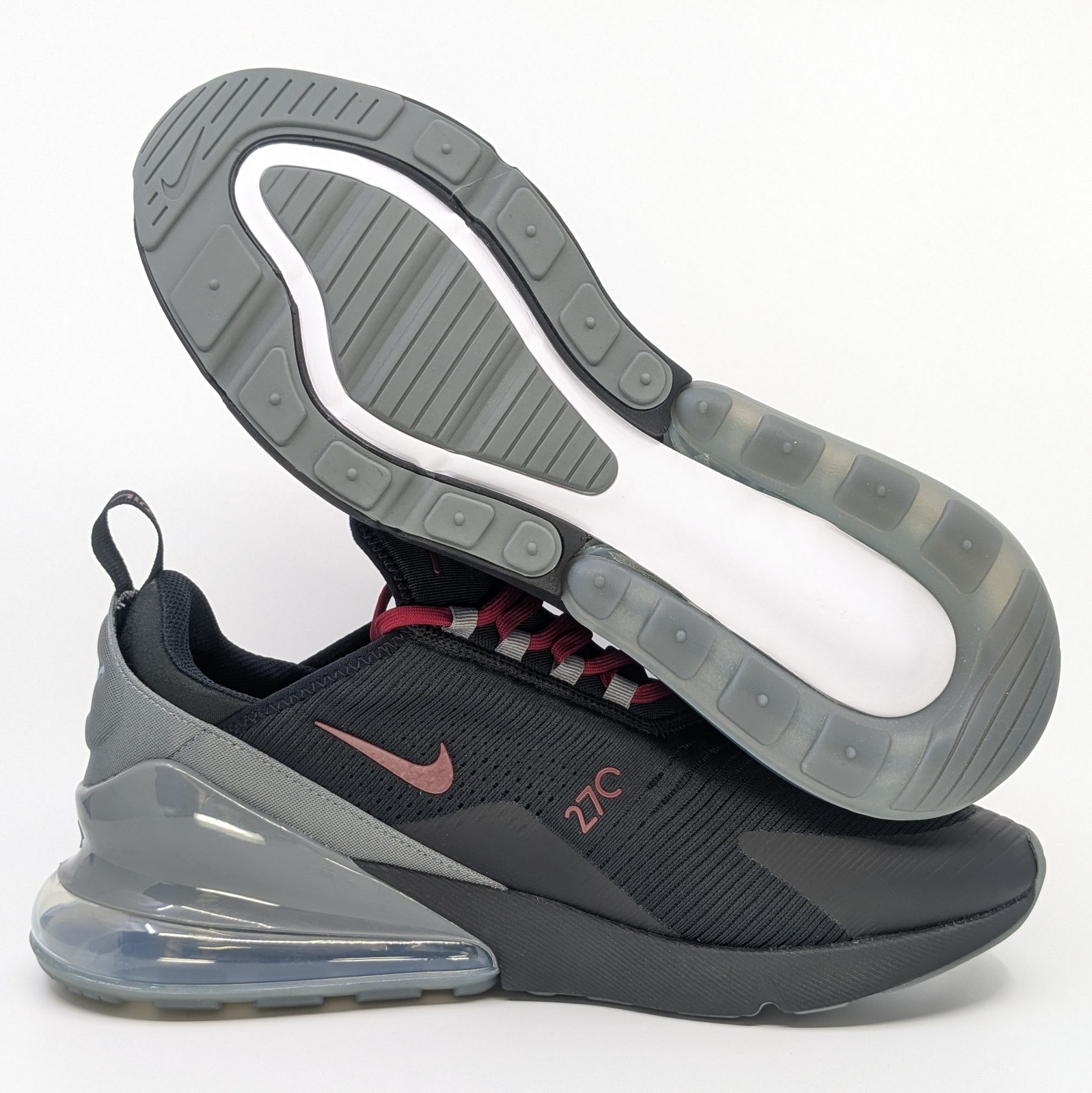 Nike Air Max 270 By You Low Black Burgundy Shoes Mens Size 12.5 IQ8027-900