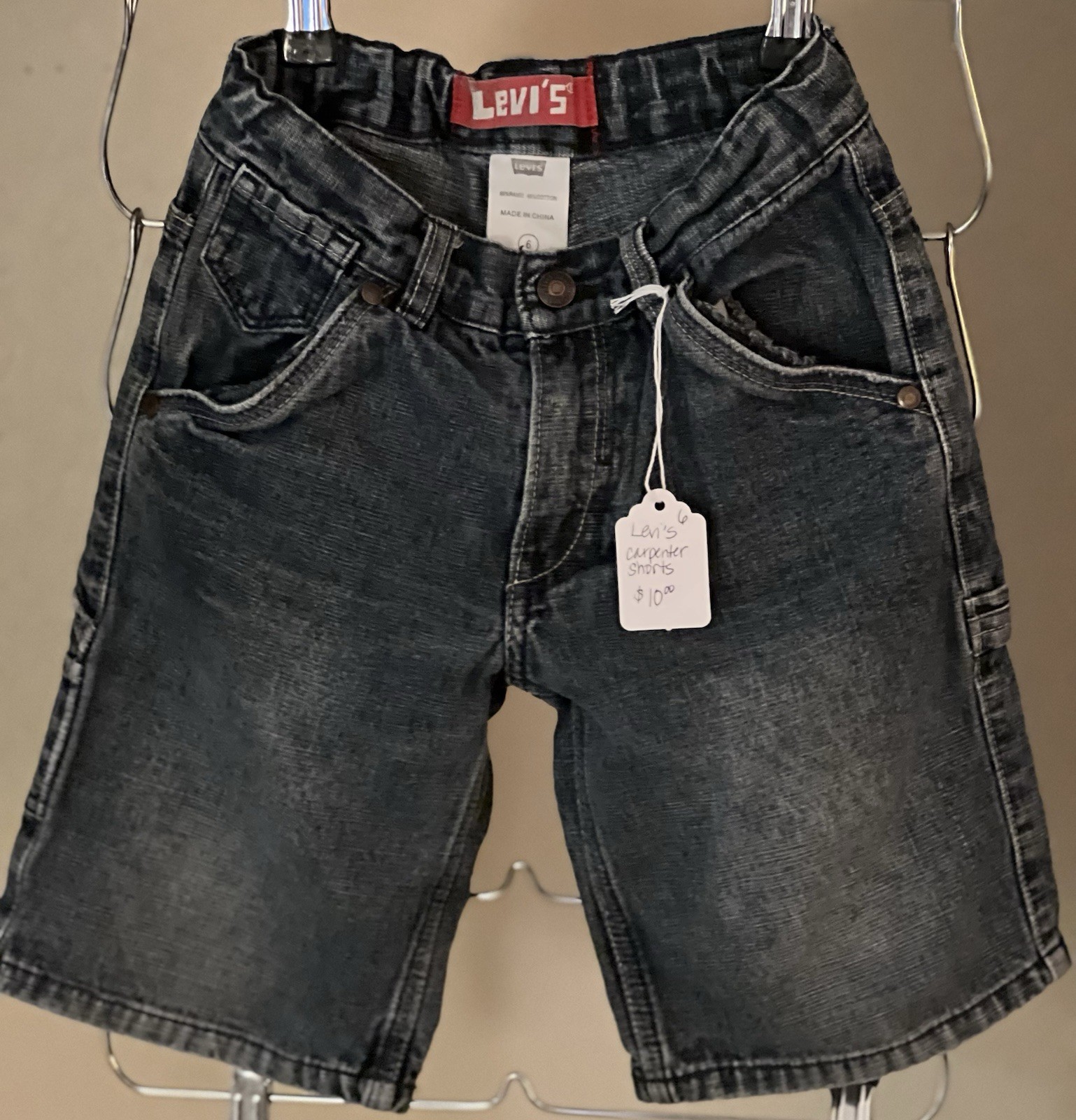 Levi’s Boys Size 6 Regular Blue Denim Cargo Shorts Zip Pockets