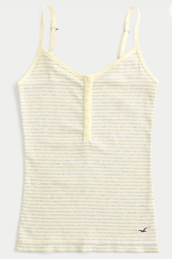 Hollister Henley Cami Yellow Stripe X SMALL