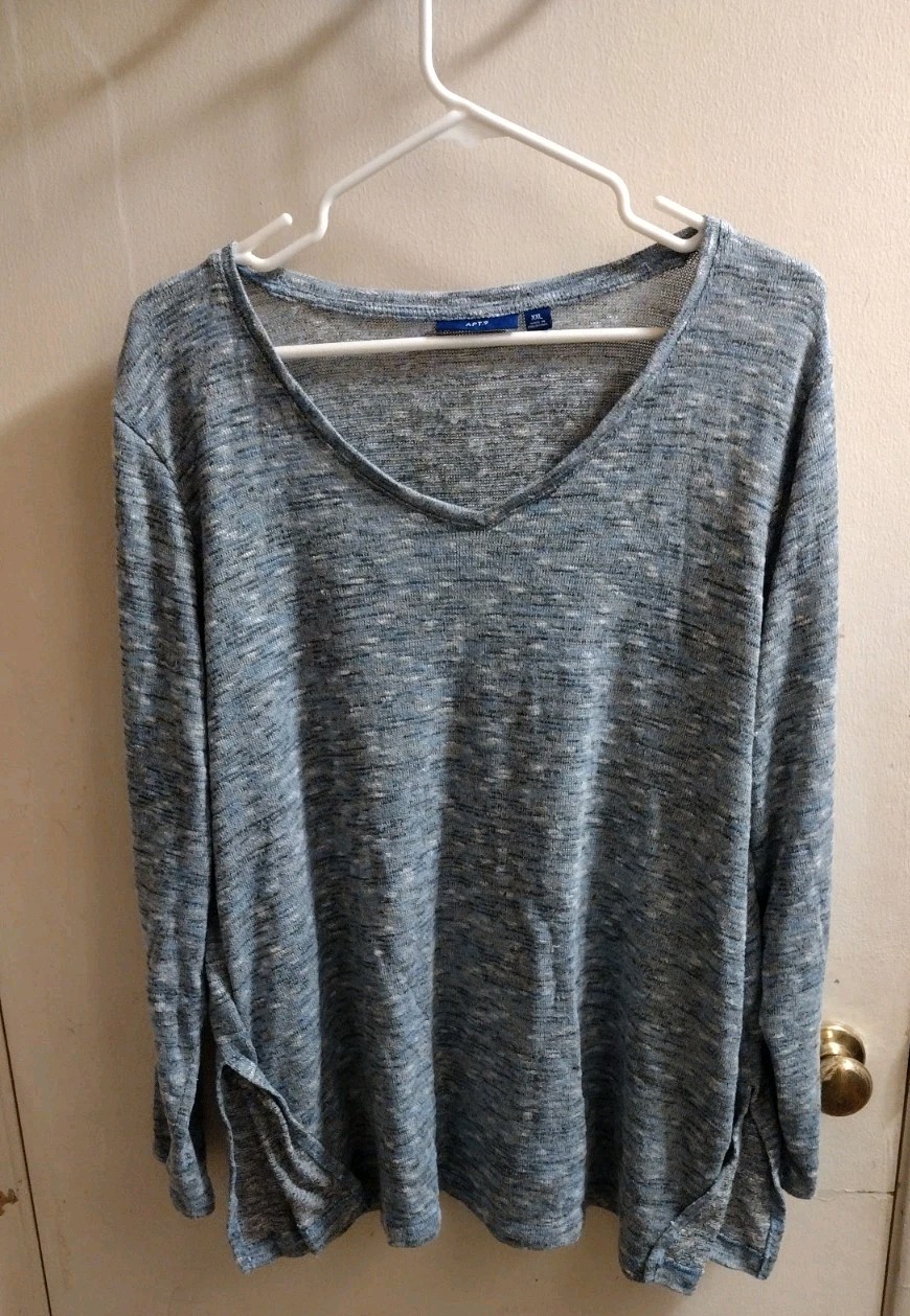 Apt9 Women’s Knit Long Sleeve Top Blue 2XL Very Soft Comfortable