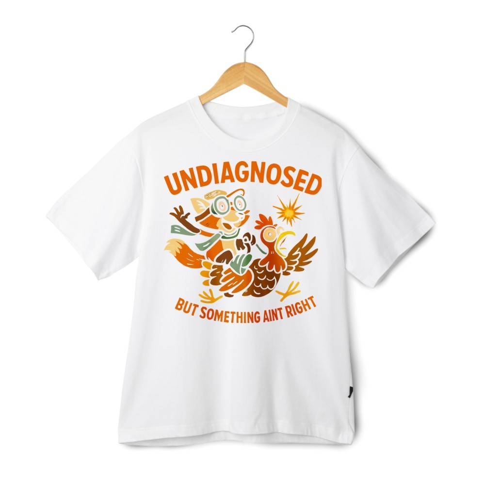 Undiagnosed But Something Ain’t Right Graphic T Shirt Fox Chicken Funny Tee