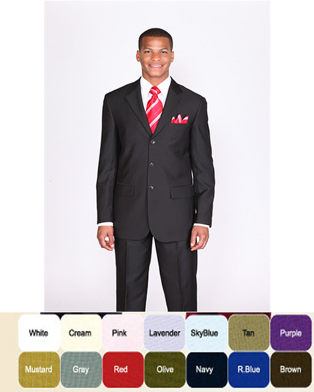 Men’s Single Breasted Basic Suit w/Pants come 20 colors 38R-62L by Fortino Landi