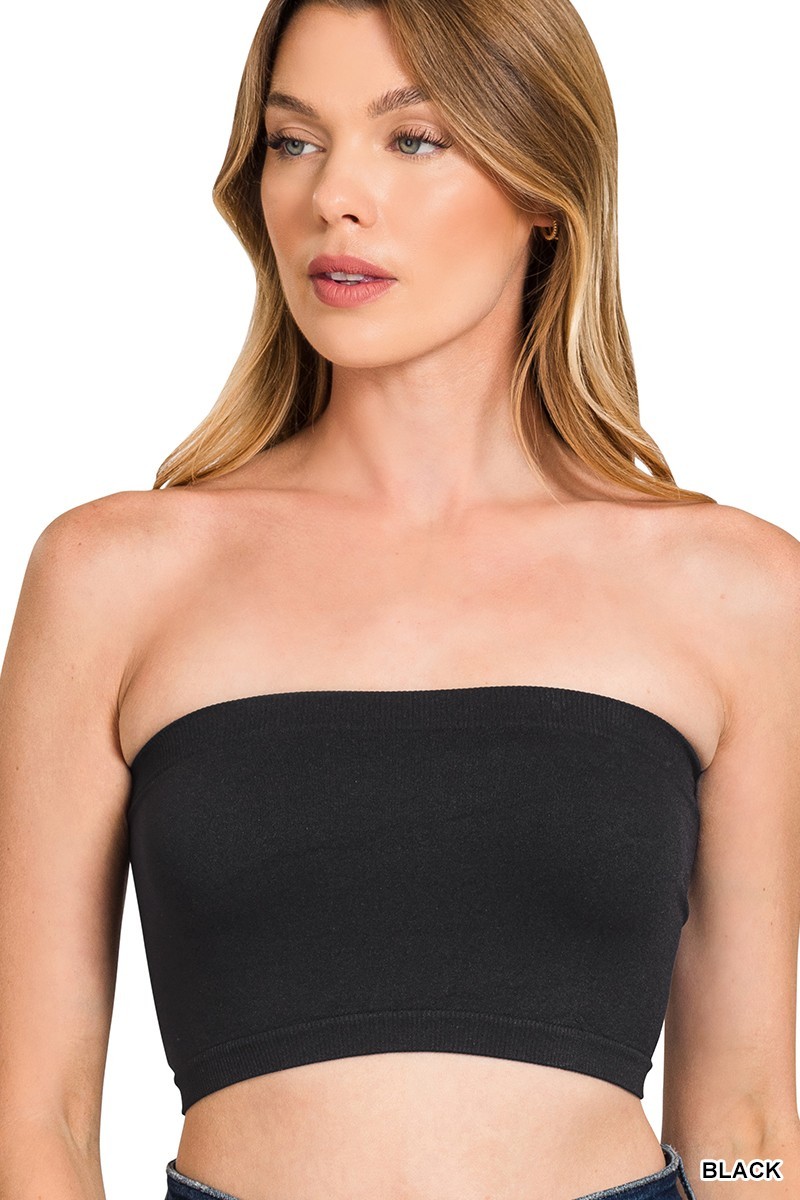 Women’s Tube Top Bra Seamless Nylon Spandex Bandeau Strapless Stretch One Size
