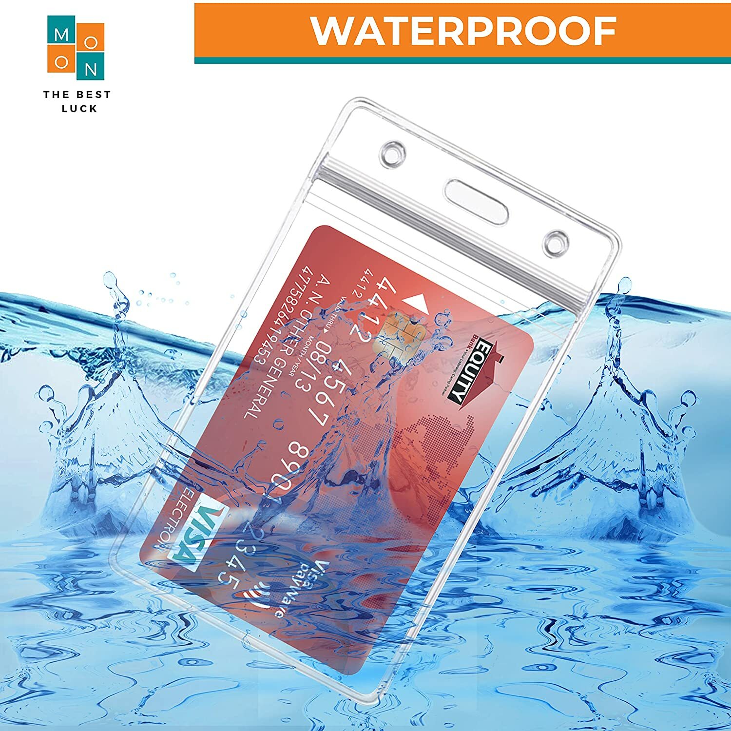 Card badge Holder WATERPROOF vertical ID Credit Clear Business Travel Disneyland