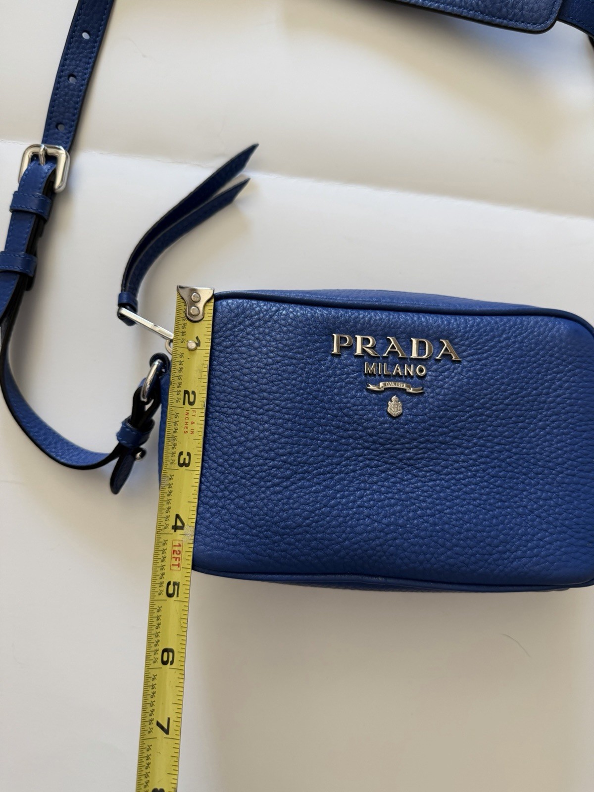Prada Royal Blue Vitello Daino Small Camera Crossbody Bag
