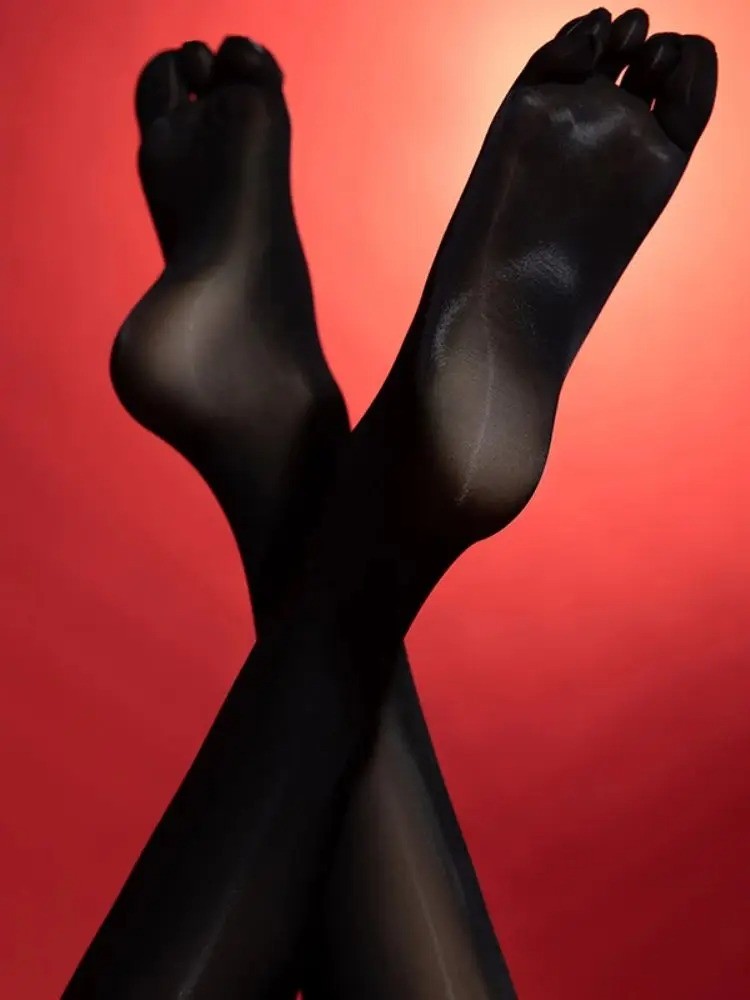 Plus Size Separate Toes Stockings 8D Oil Glossy Shiny Pantyhose Sheer Tights