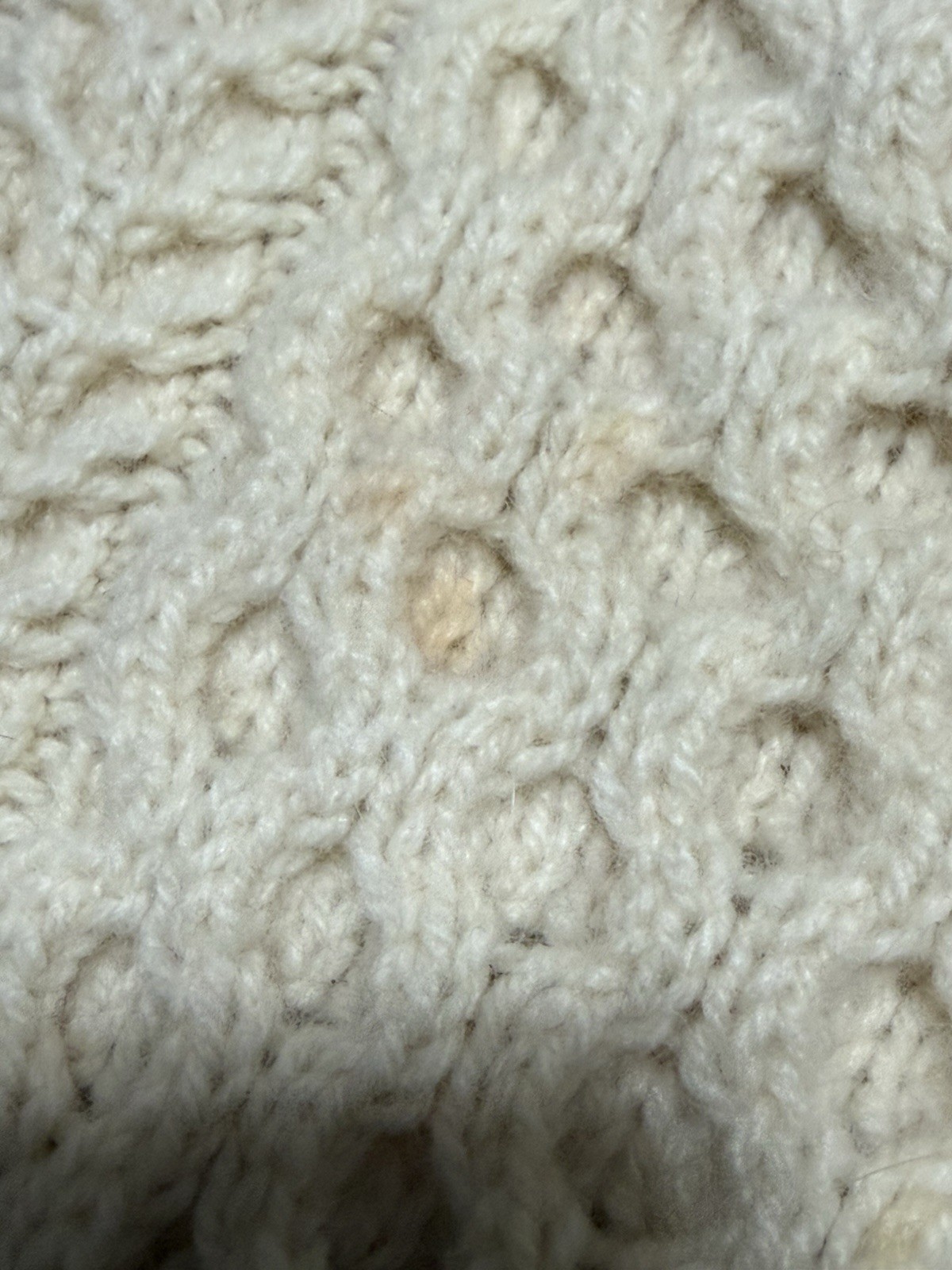 John Molloy Ireland Pure Virgin Wool Aran Fisherman Cable Knit Sweater Cream L