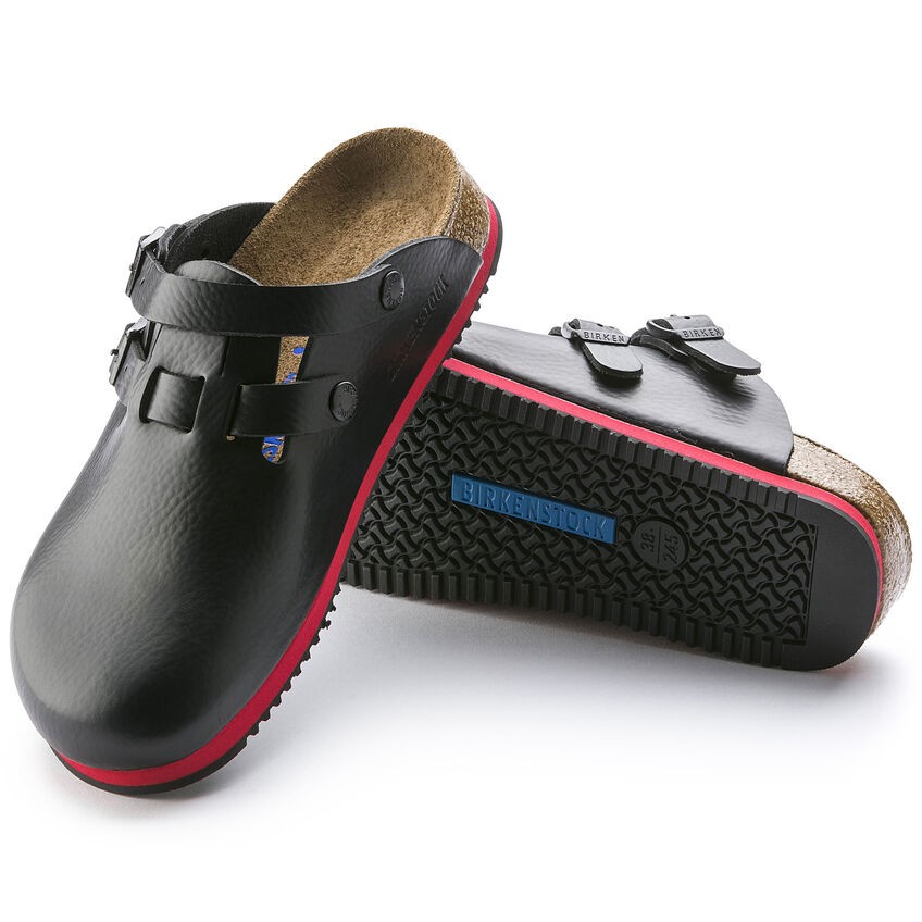 BIRKENSTOCK KAY SL BLACK/RED MEDIUM-NARROW WIDTH PROFESSIONAL LEATHER SABOT SOFT