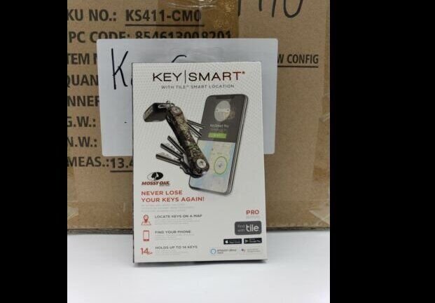 KeySmart Pro – Key Holder w LED & Tile Smart Technology (up to 10 Keys, Camo)