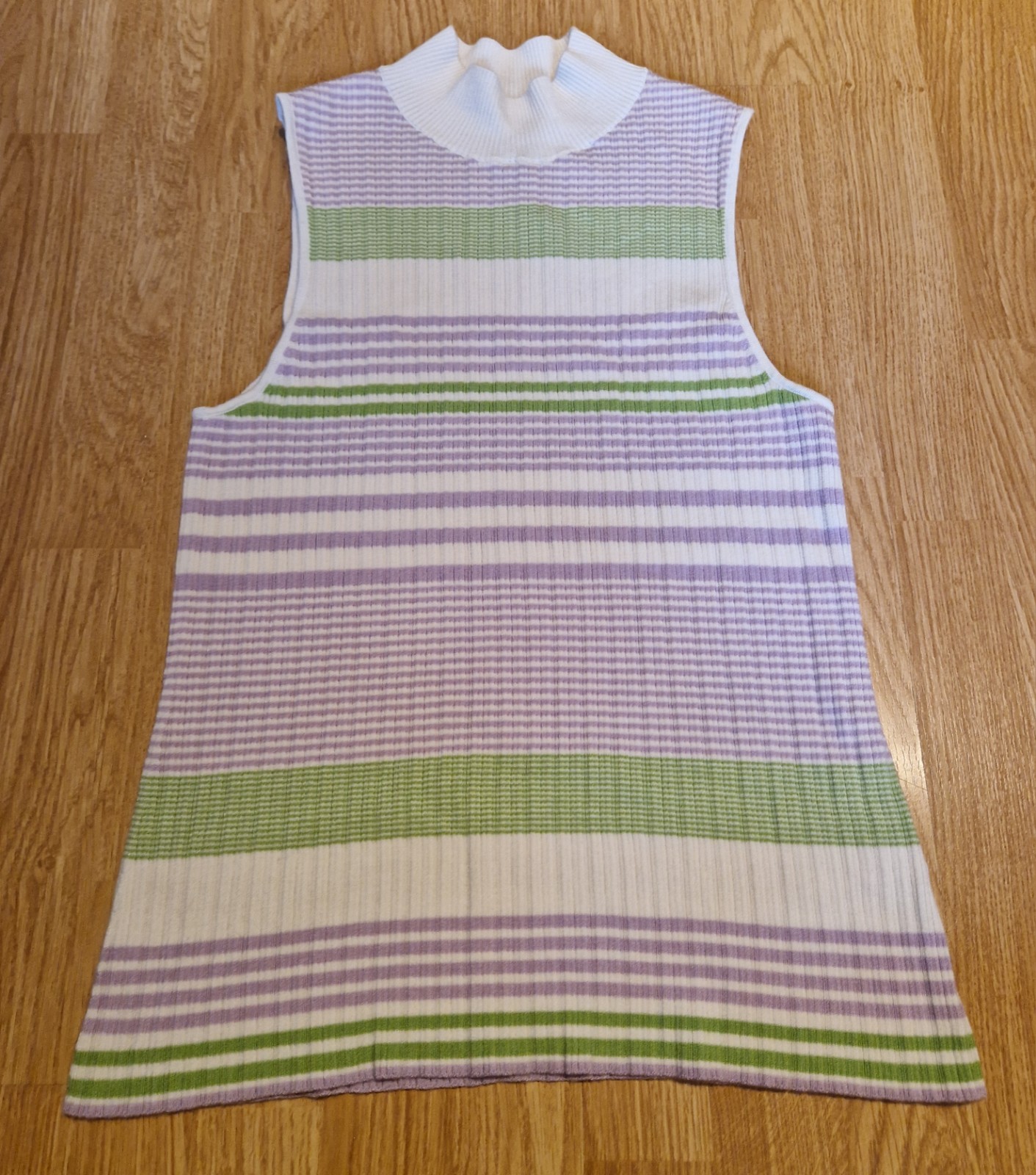​& Other Stories Paris Atelier Wool Blend Striped Ribbed Mock Neck Top Vest L