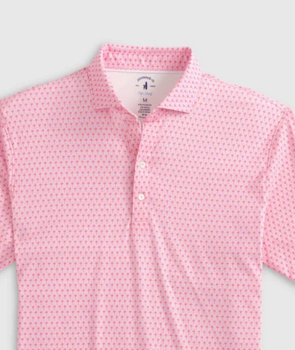 Johnnie-O FRANCO PRINTED TOP SHELF PERFORMANCE POLO-BAHAMA MAMA Pink XL