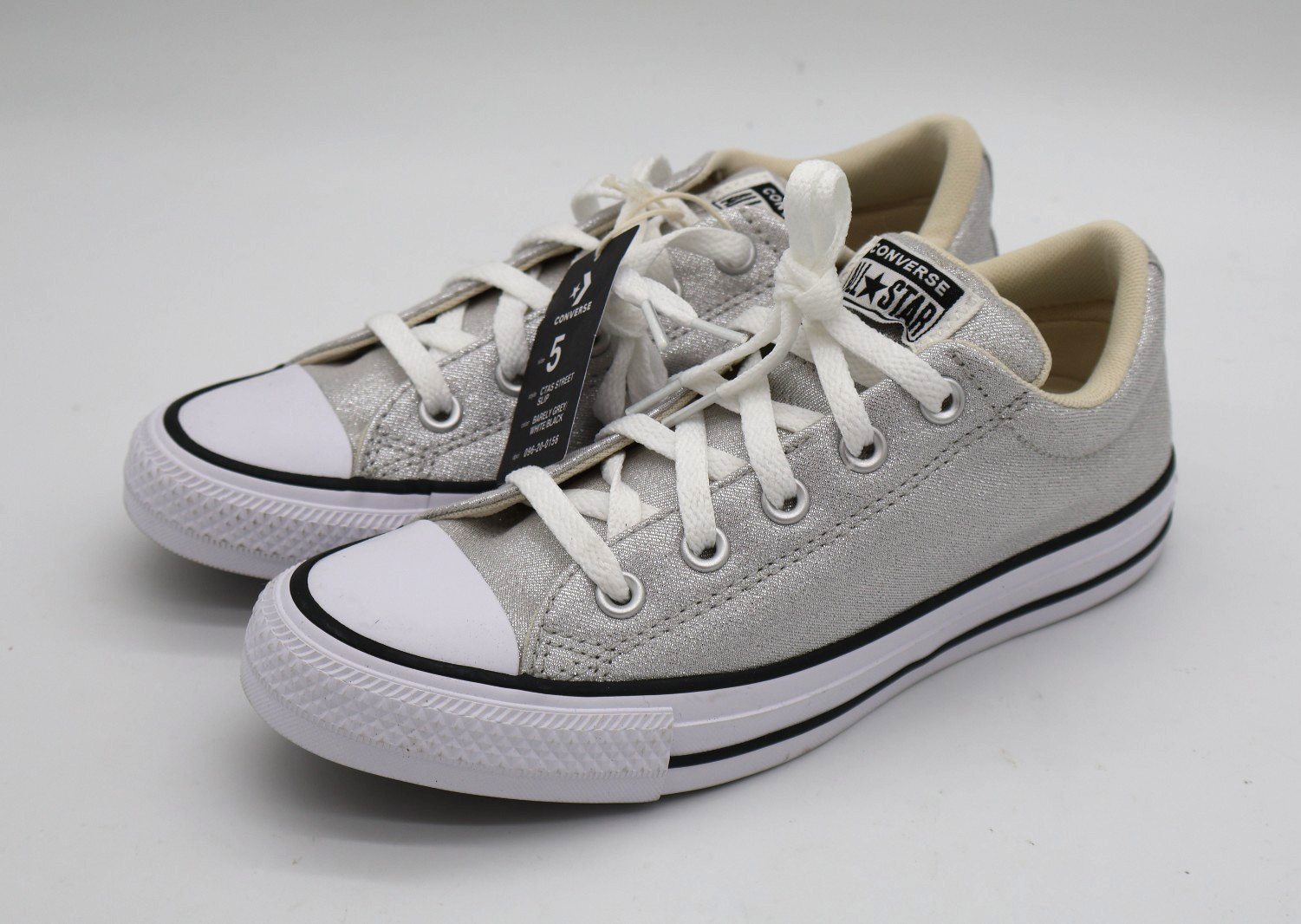 Converse Adult Street Low Top Lurex Shine Sneakers Silver M5/W7 NWT