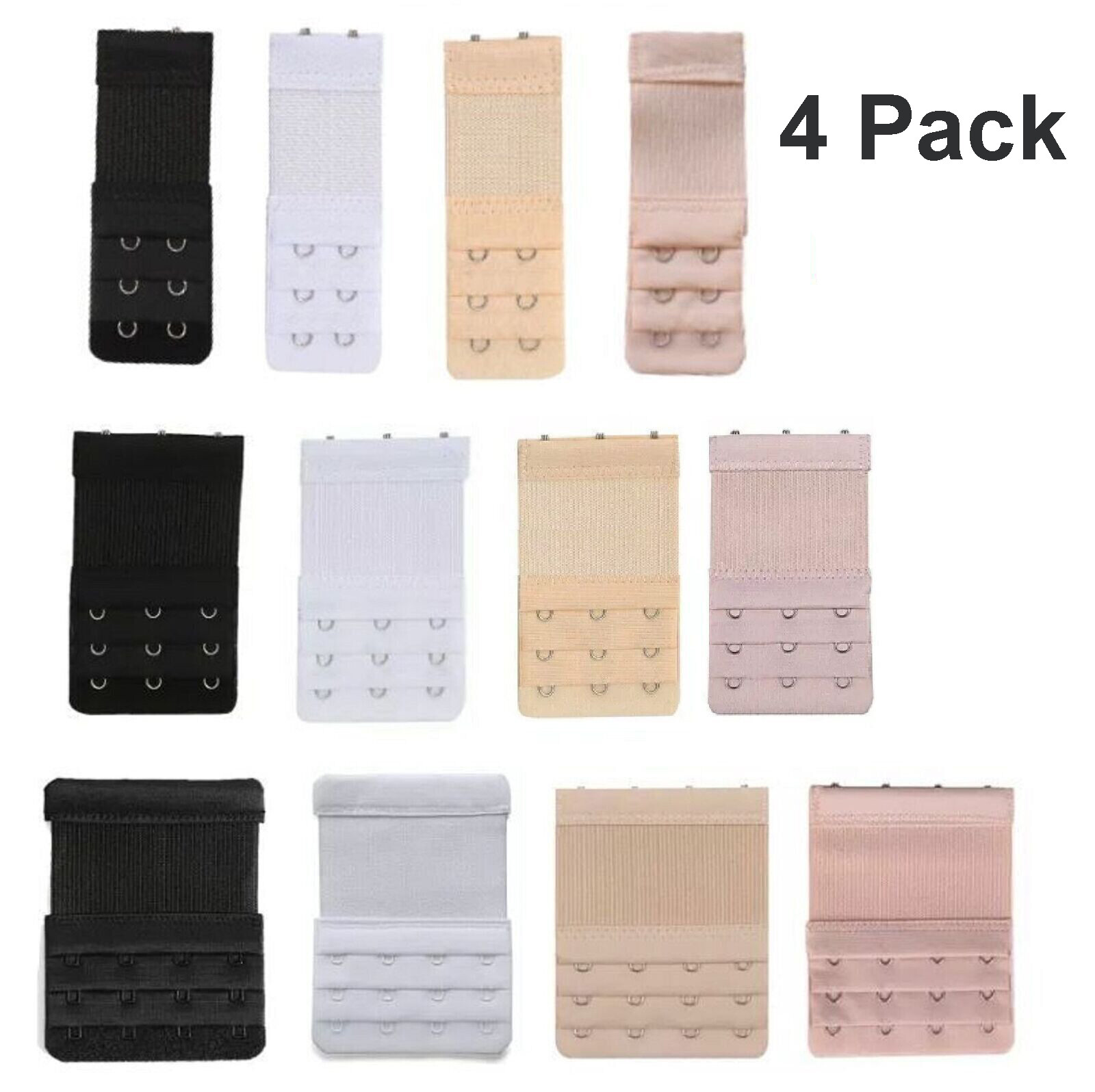 4Pcs Adjustable Bra Extender 2/3/4 Hooks with Elastic Extension Underwear Strap