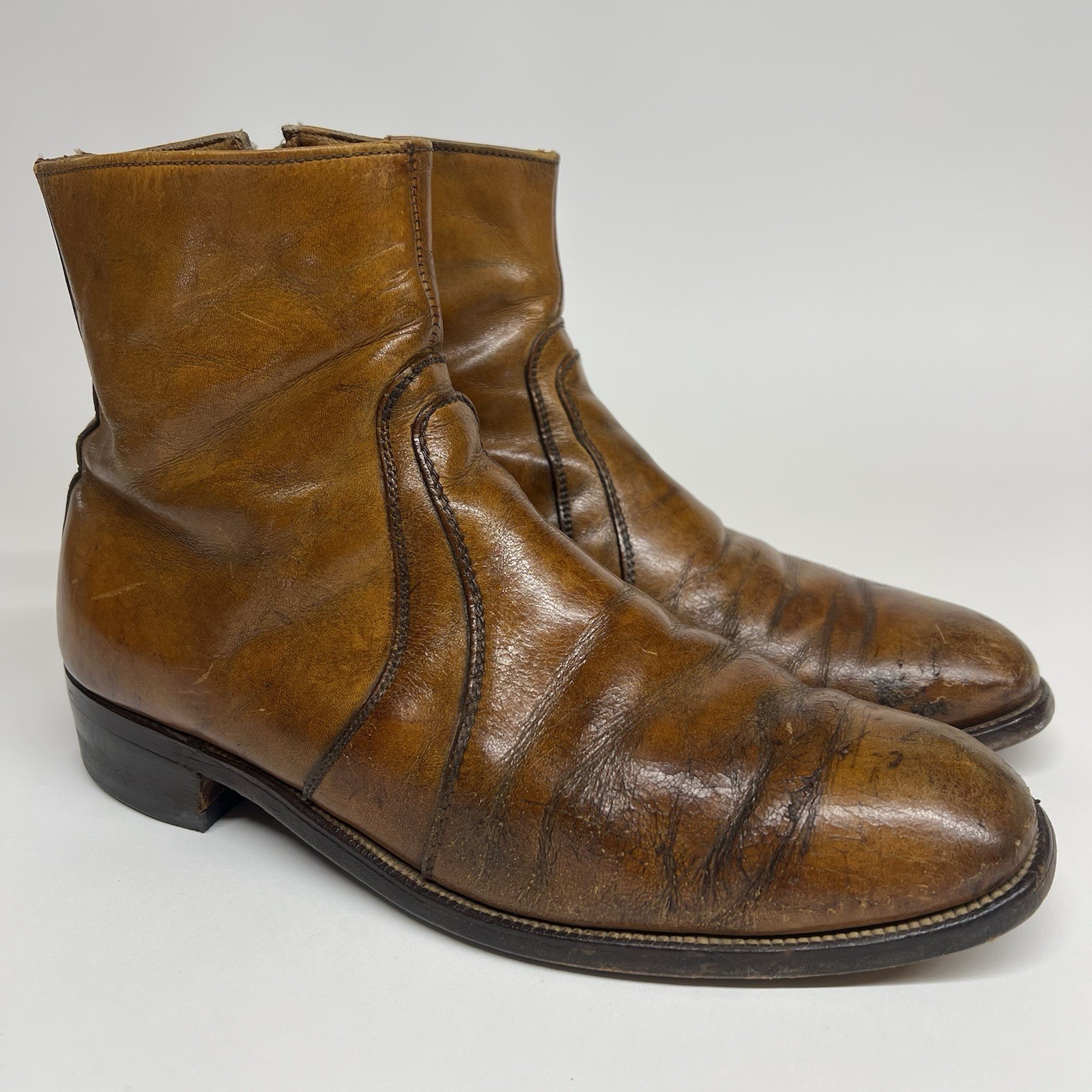 Vintage Breather Wright Men’s US 9.5 D Brown Leather Ankle Boots Arch Preserver