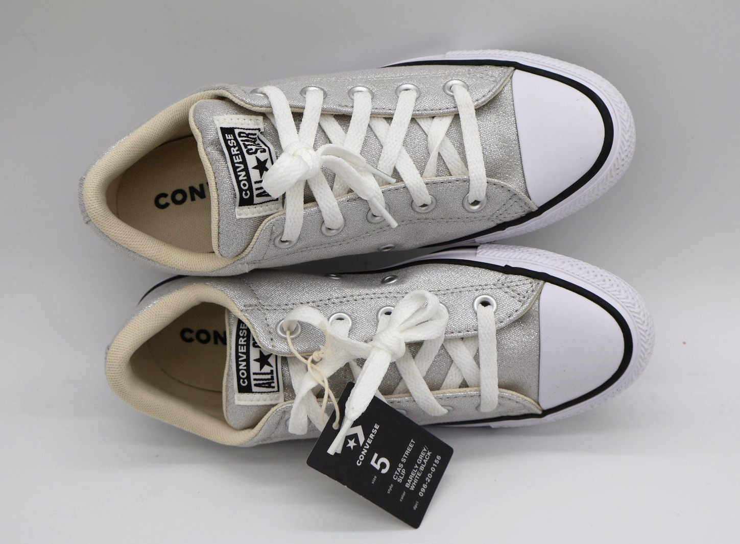 Converse Adult Street Low Top Lurex Shine Sneakers Silver M5/W7 NWT