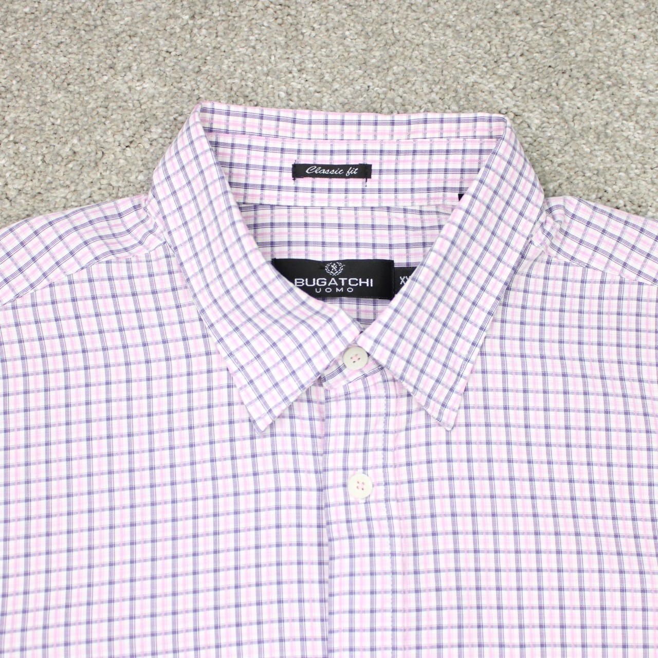 Bugatchi Uomo Shirt Mens 2XL XXL Pink Classic Fit Modal Rayon/Poly Short Sleeve