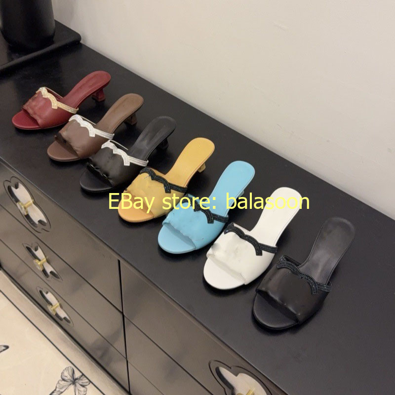 2026 summer genuine leather rhinestone flat slippers stiletto slippers 35-41