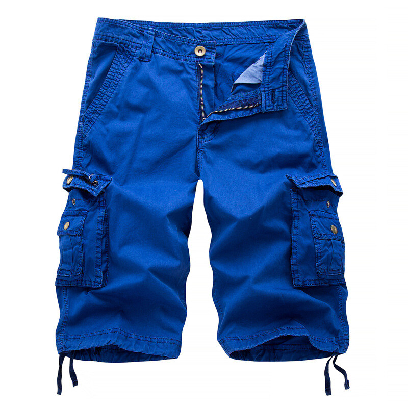 Mens Casual Solid Cargo Shorts Multi Pockets Washed Lounge Size 30-48