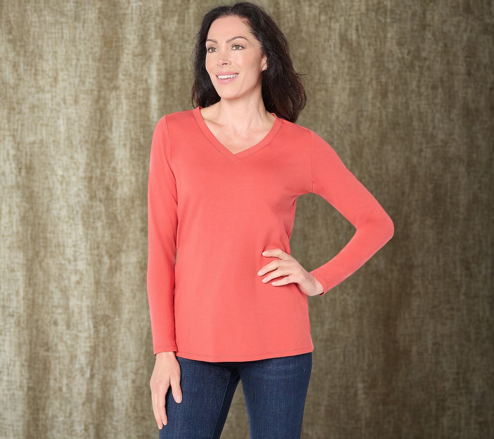 Belle by Kim Gravel Primabelle Knit Long Sleeve V-Neck Top Size XXS