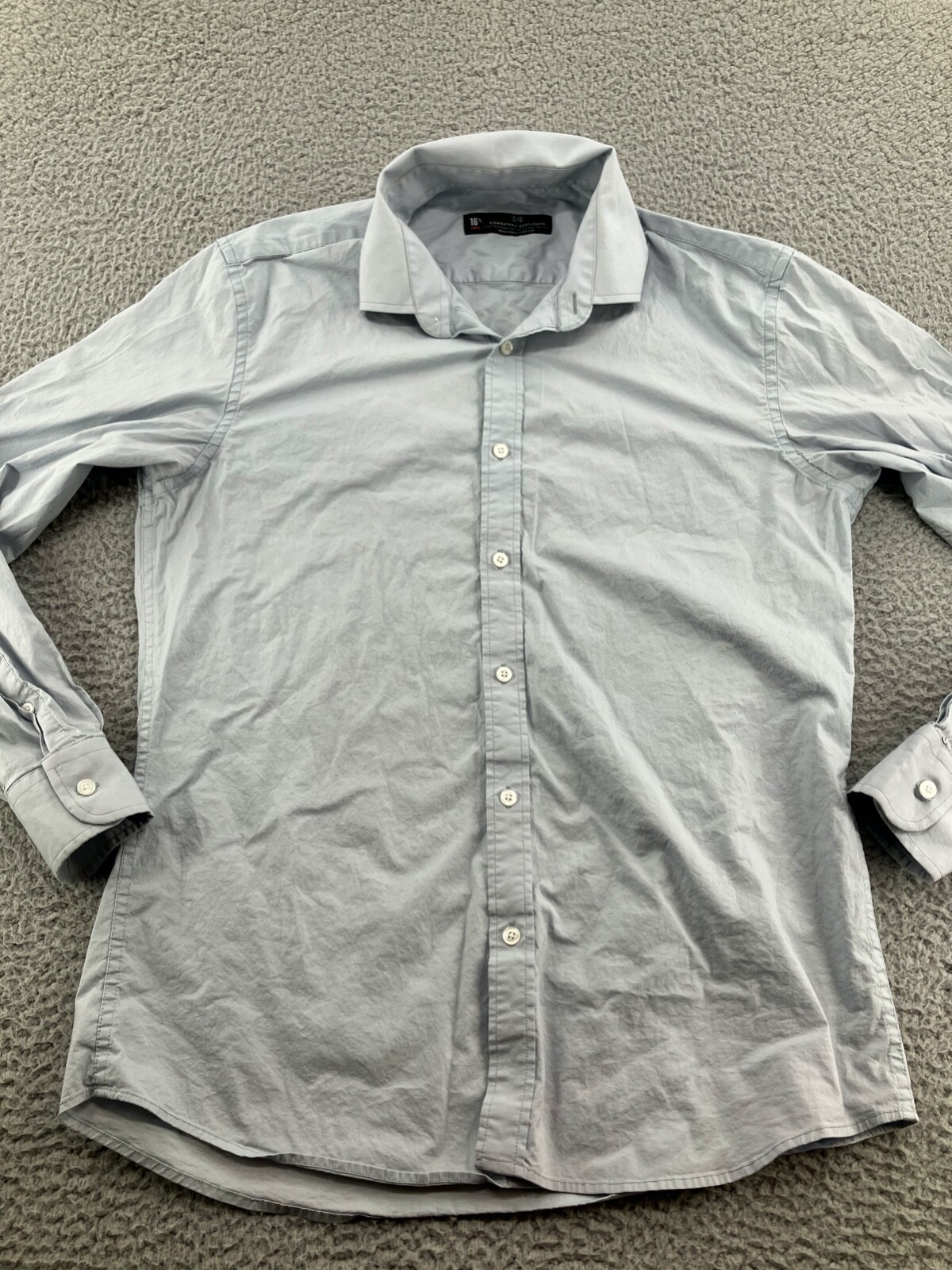 Combatant Gentlemen Shirt Mens 16.5 Gray Slim Fit Button Up Long Sleeve Adult