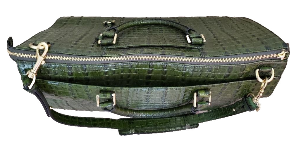 NEW Dustbag Rare Brahmin Anywhere Weekender Bag Green La Scala Tote CHARM Croc