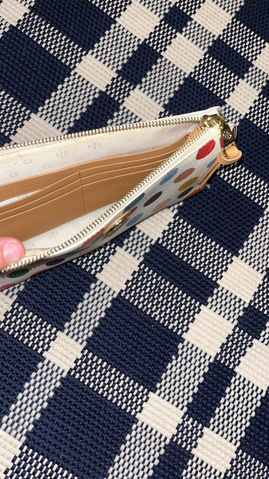 Tory Burch Multicolor Polka Dot Bag, Cross Body With Detachable Strap.