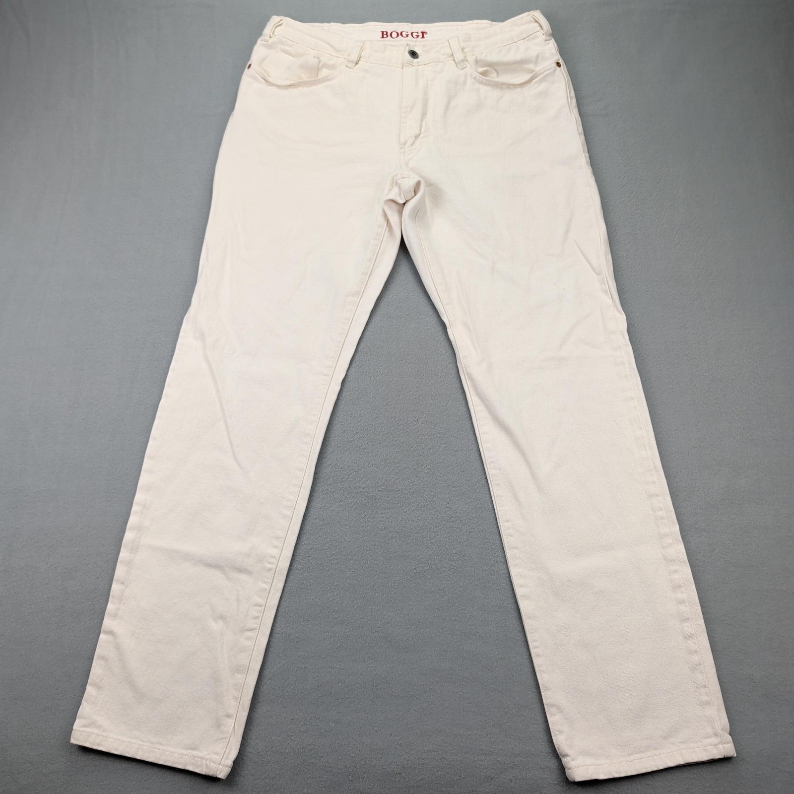 Boggi Milano Jeans Mens 36 White Denim Straight Leg 5-Pocket Zip Fly Casual