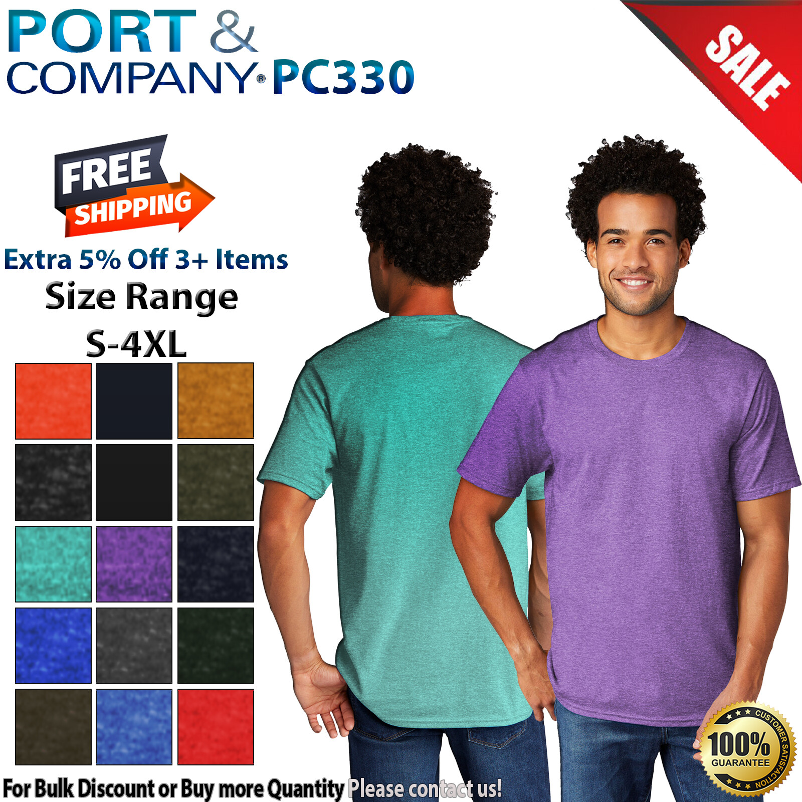 Port & Company PC330 Mens Short Sleeve Tri Blend Crew Neck Stylish T-Shirt
