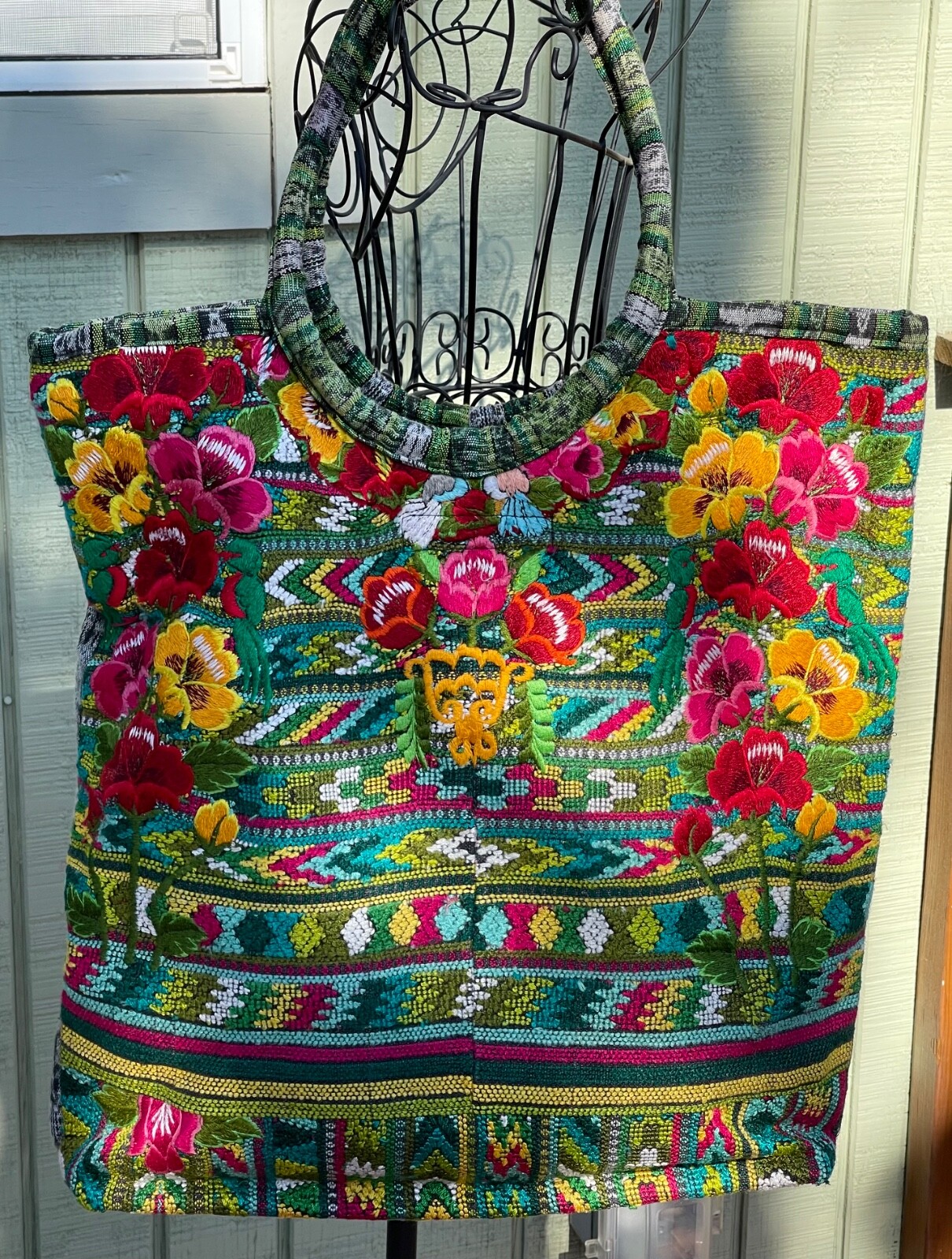 New Chiapas Indigenous Design Embroidered Shopper Market Tote Bag Oversized