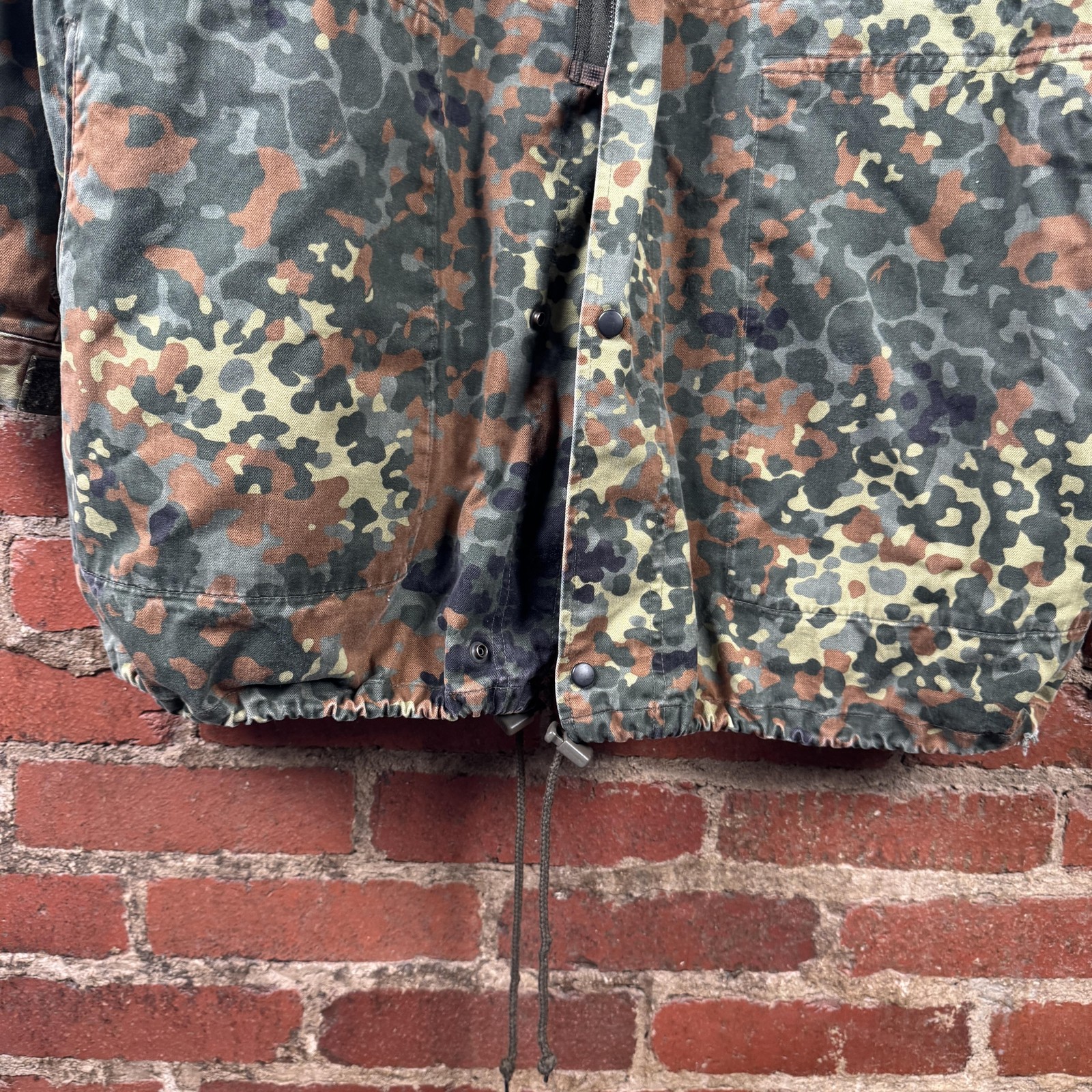 Vintage German Military Jacket Mens Large Flecktarn Camo Hooded Parka Bundeswehr