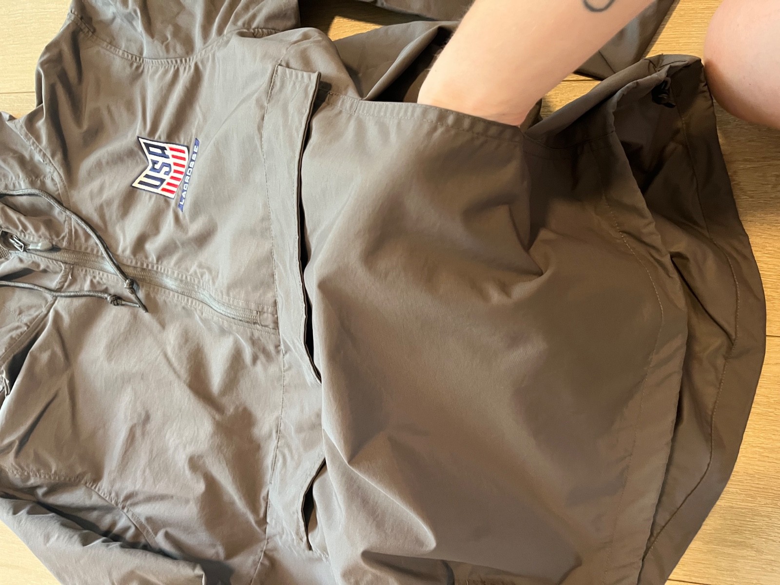 independent trading company mens nylon usa lacrosse windbreaker hoodie jacket m