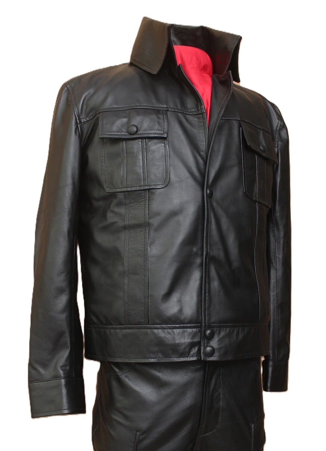 Men’s Black Lambskin Leather Tribute Performance Suit Vintage Rock Style Suit
