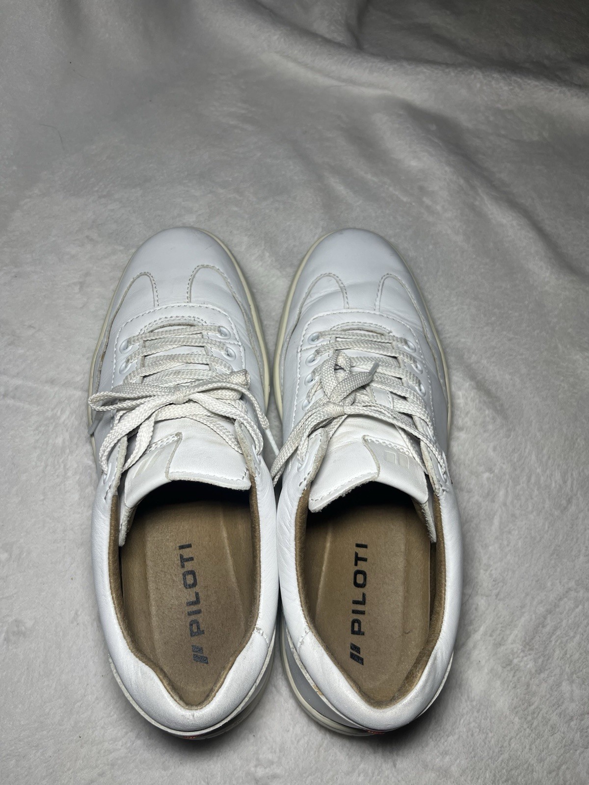 Piloti Shift Driving Sneakers Low Top White Leather Men’s Size 8