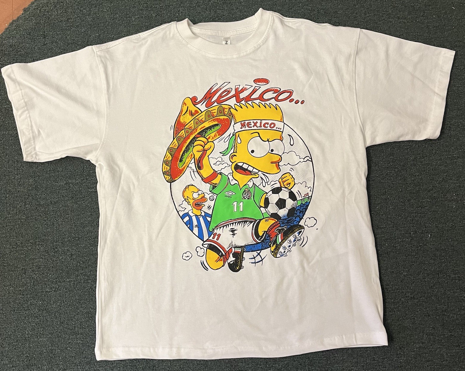 Bart Simpson Shirt Mexico Soccer World Cup 90s Vintage Bootleg Style Simpsons
