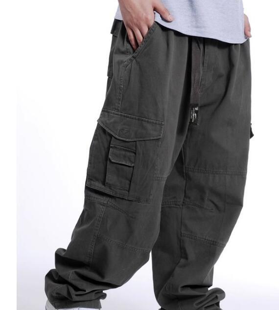 Men’s Army Combat Loose Baggy Casual Cargo Pants Cotton Outdoor Work Trousers Sz