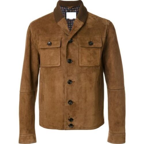 Men Brown Suede Leather Bomber Jacket Pure Lambskin Sizes S M L XL 2XL Customise