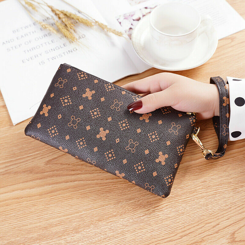 Women Leather Clutch Wallet Fashion Zip Long Purse Card Holder Phone Handbag