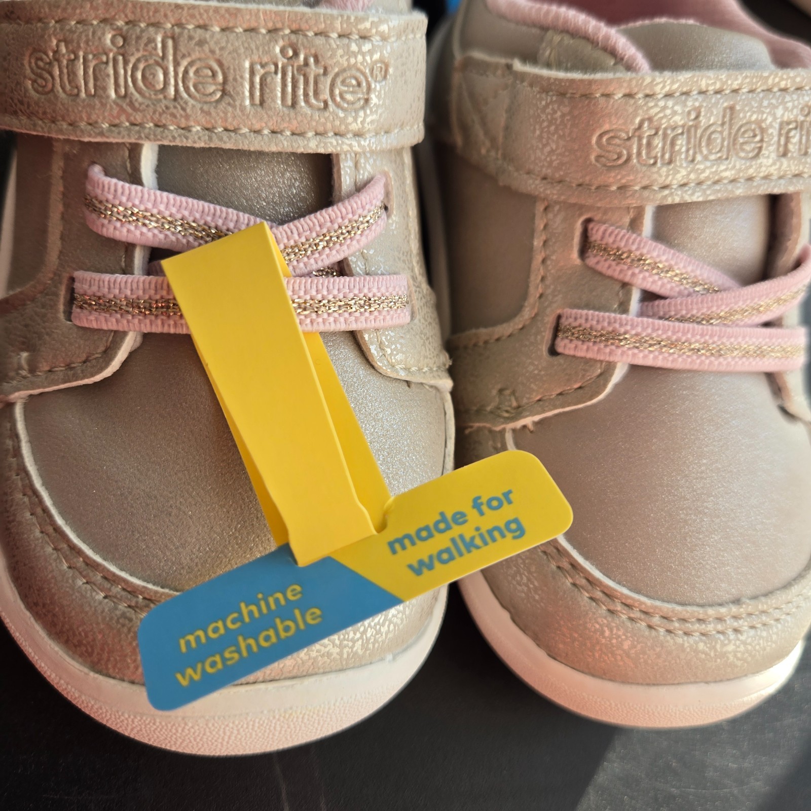 YOU PICK – Munchkin by Stride Rite Baby Girls Sneakers Pink & Gold Sizes 3 4 5 6