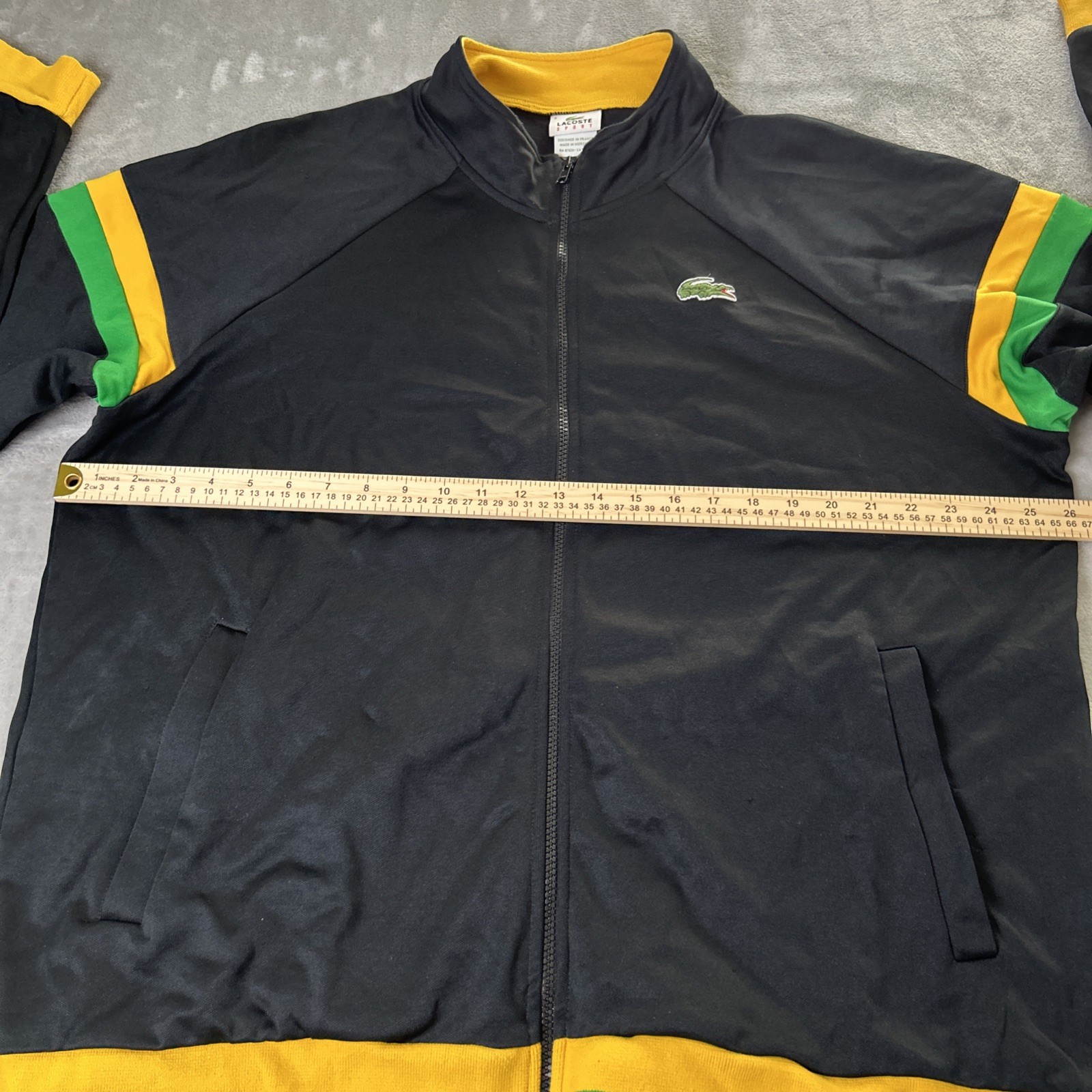 Lacoste Track Jacket Mens 3XL 9 Black Jamaica Rasta Zip Colorblock Big Croc READ