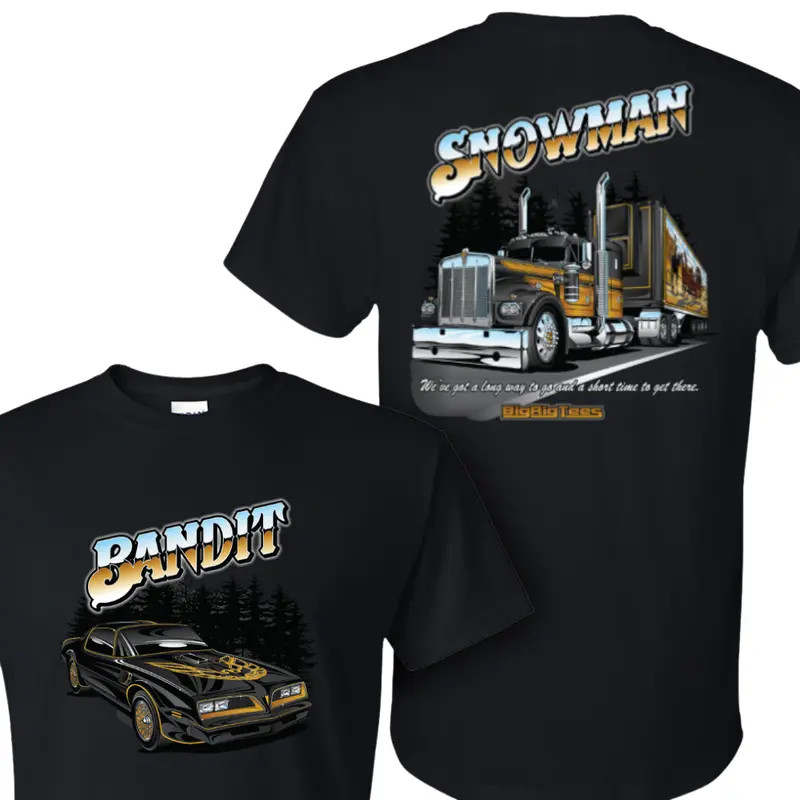 Snowman Bandit Graphic T-Shirt Classic Rig Muscle Car Trucker Gift Tee