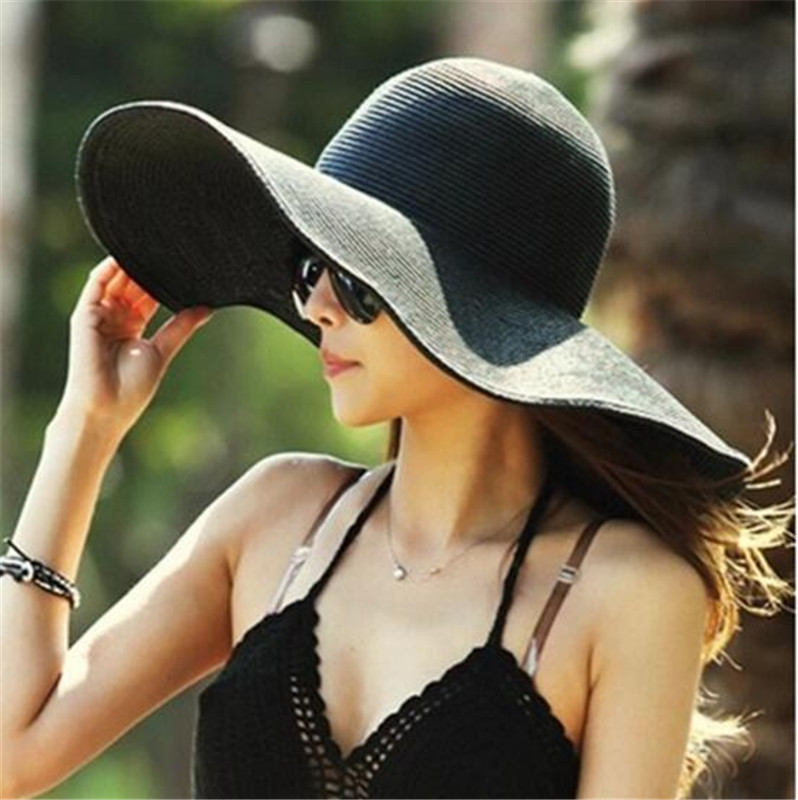 USA Women’s Summer Large Floppy Folding Wide Brim Cap Sun Straw Beach Hat