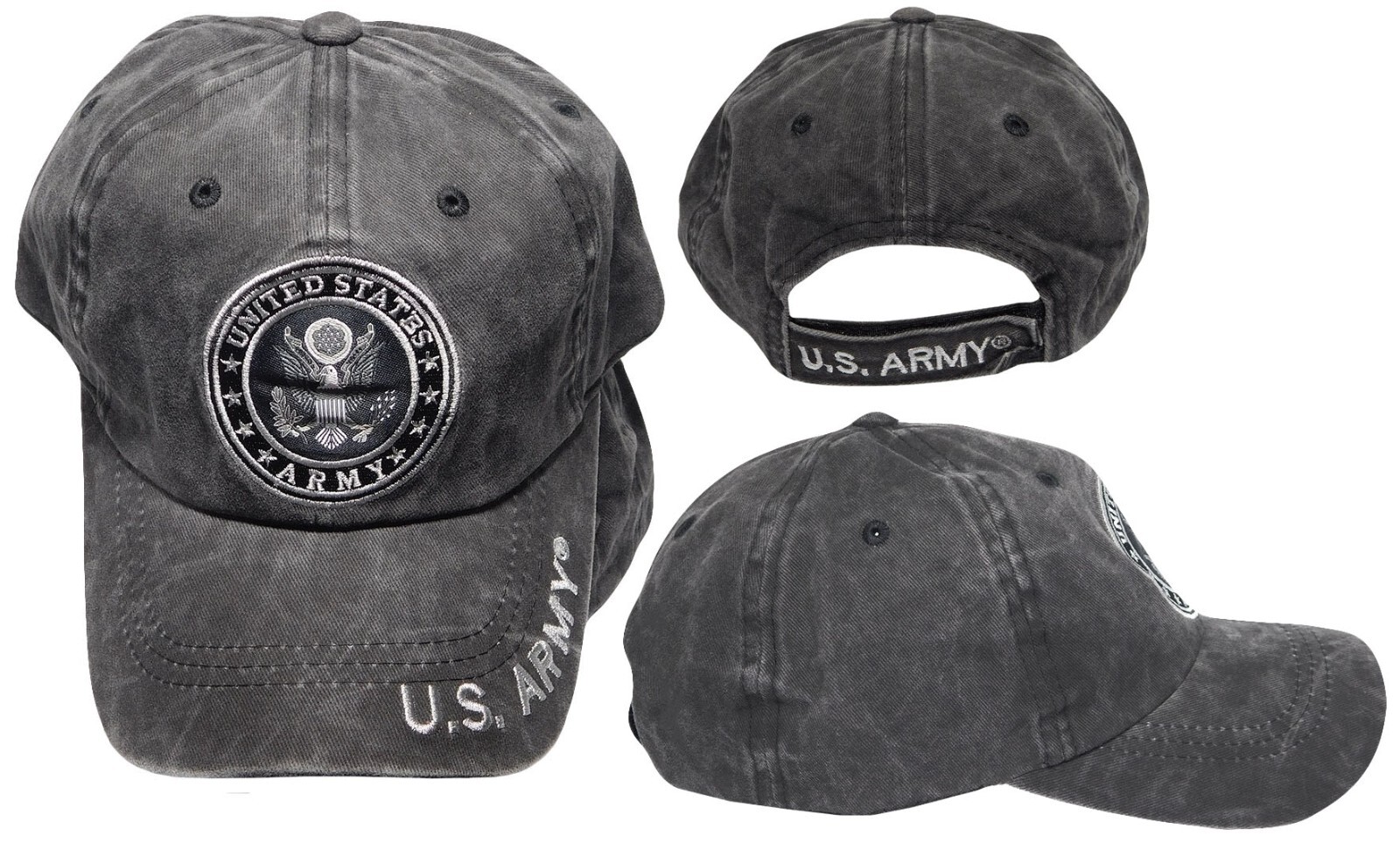 United States U.S. Army Emblem Grey Gray Cotton Embroidered Cap Hat – Licensed