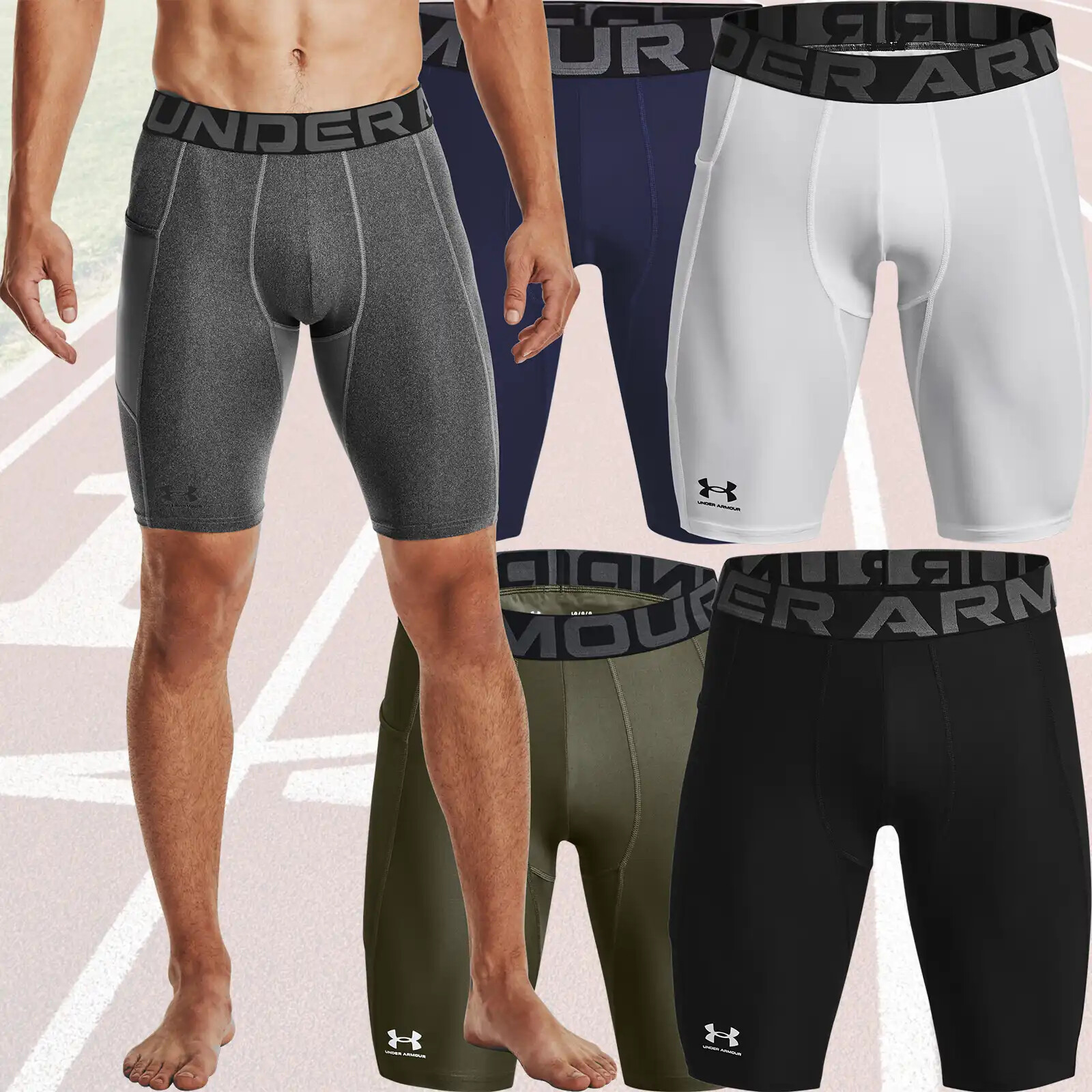 Under Armour Mens HeatGear Pocket Long Compression Shorts 1361602 Free Shipping