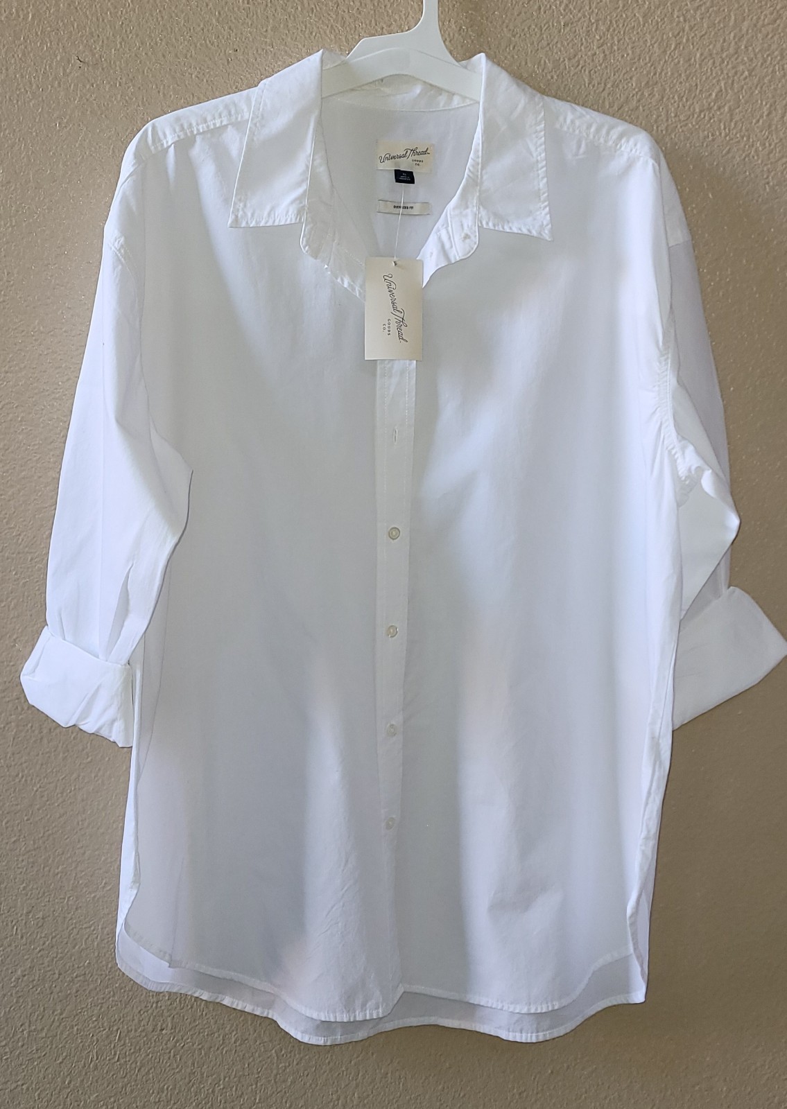 Universal Threads Blouse, Oversize Fit, Long Sleeve Size XL White 100% Cotton